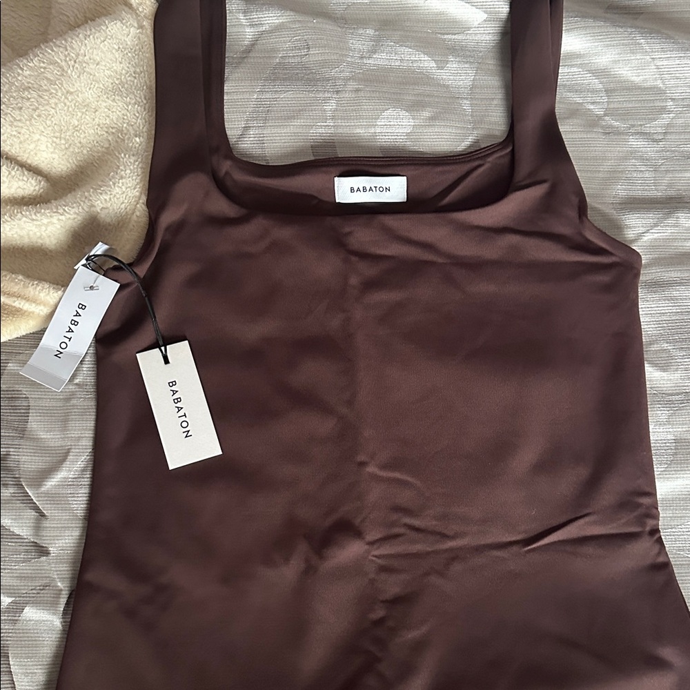 NWT Aritzia Babaton Contour Squareneck Dress in Coffee Bean - Picture 3 of 5